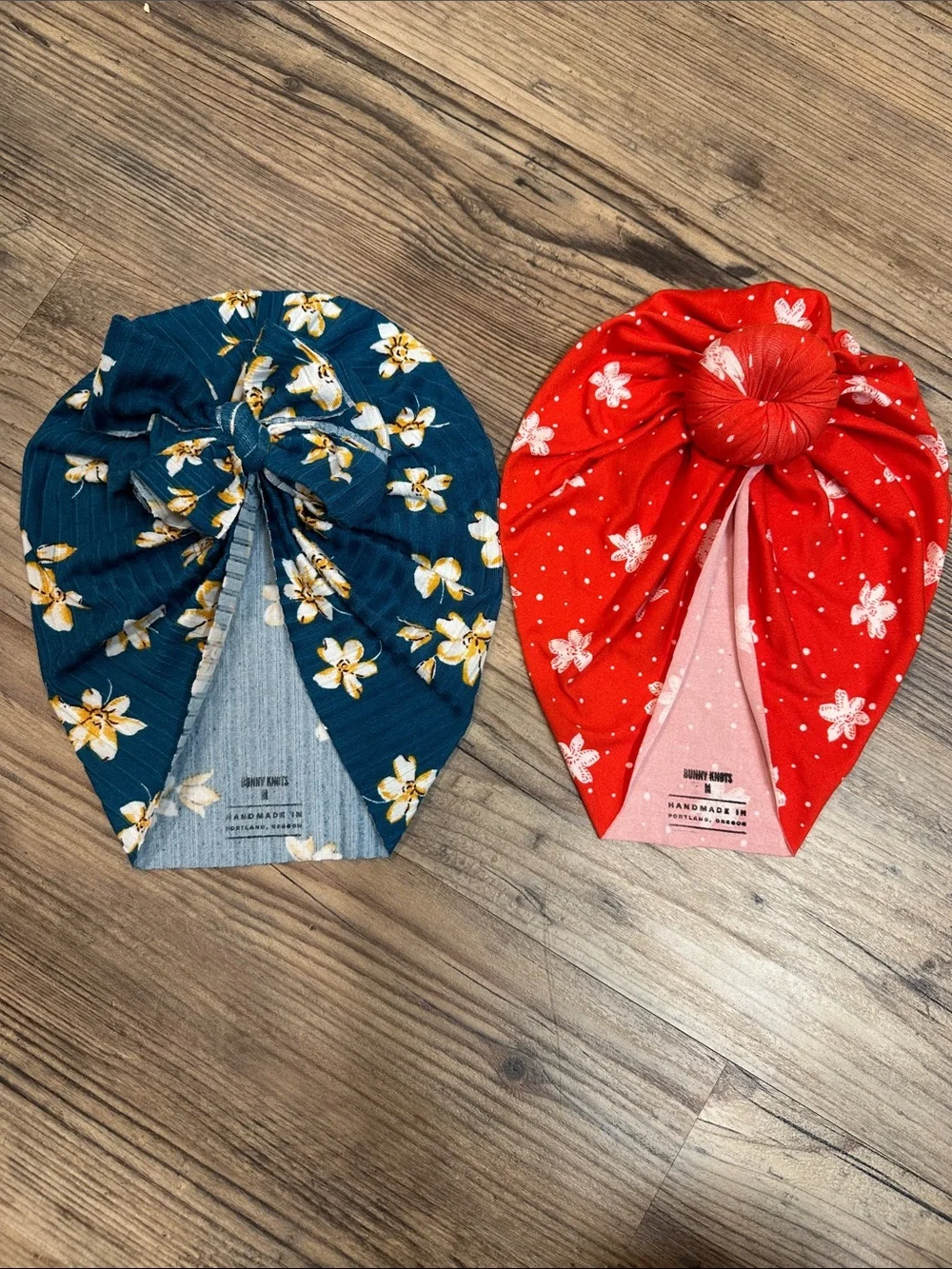 BUNNY KNOTS Floral Turban Headwrap - FLORAL Teal and Red
